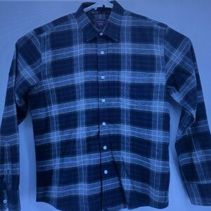 Men's Plaid Button-Up Shirt - Black & Gray